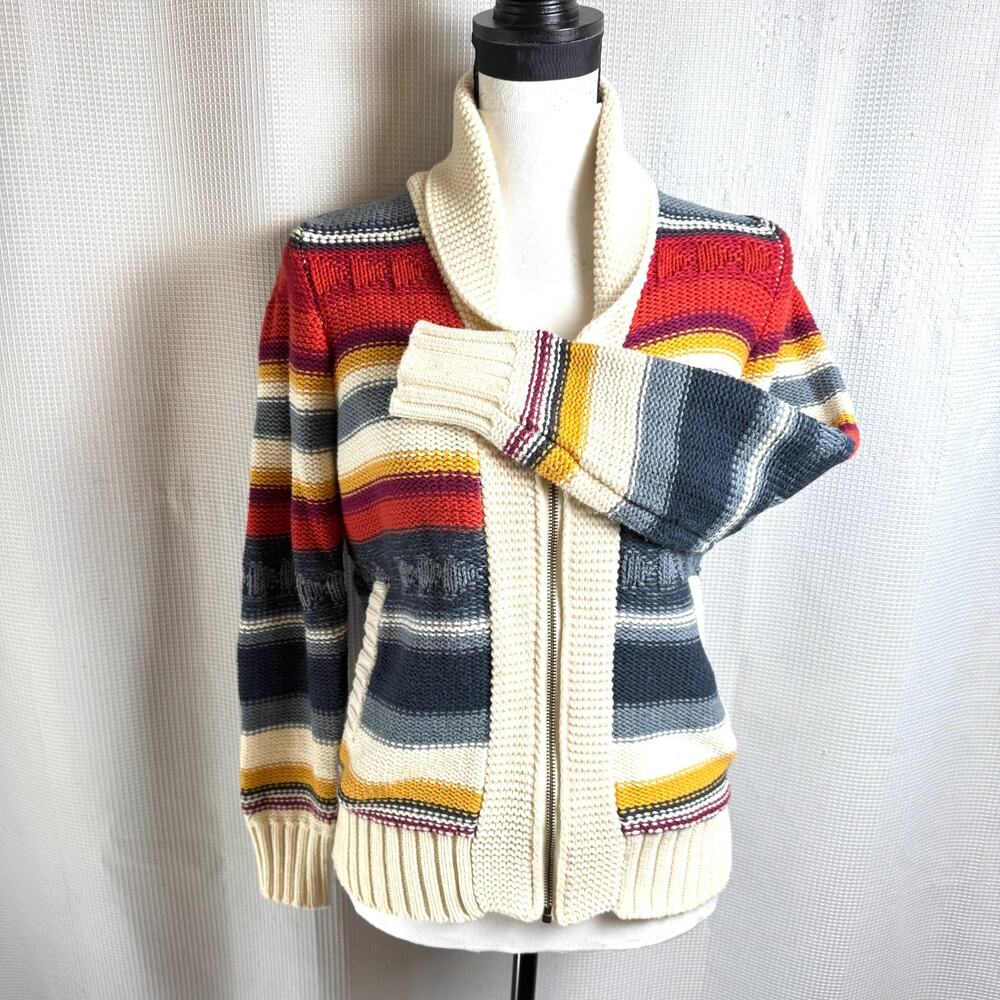 Pendleton Campfire Sweater Womens Size XS Multicolor Striped Zip Up Cardigan EUC